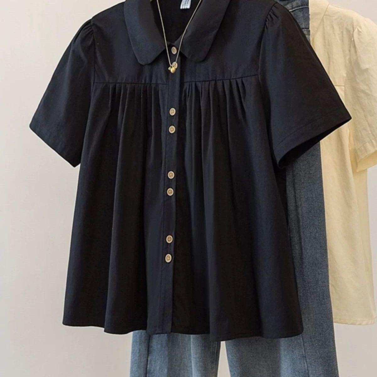 

Plus Size Women s French Short Sleeve Cropped Top - Slimming & Flaw-Hiding Summer Style M (90-105 jin)