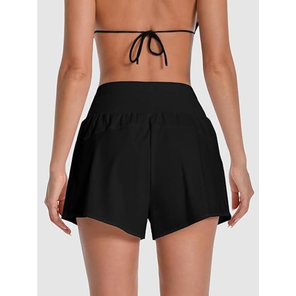 Charmleaks 3" Women 2 in 1 High Waisted Swim Board Shorts UPF 50+ Quick Dry Swim Trunks with Liner