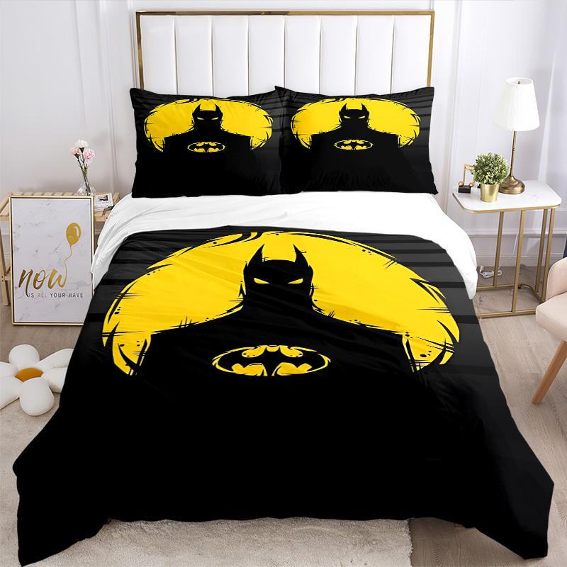 3pcs Batman, Superhero Cover Set,Soft Comfortable Duvet Cover,Guest Room (1*Duvet Cover + 2*Pillowcases, Without Core) yy251024031