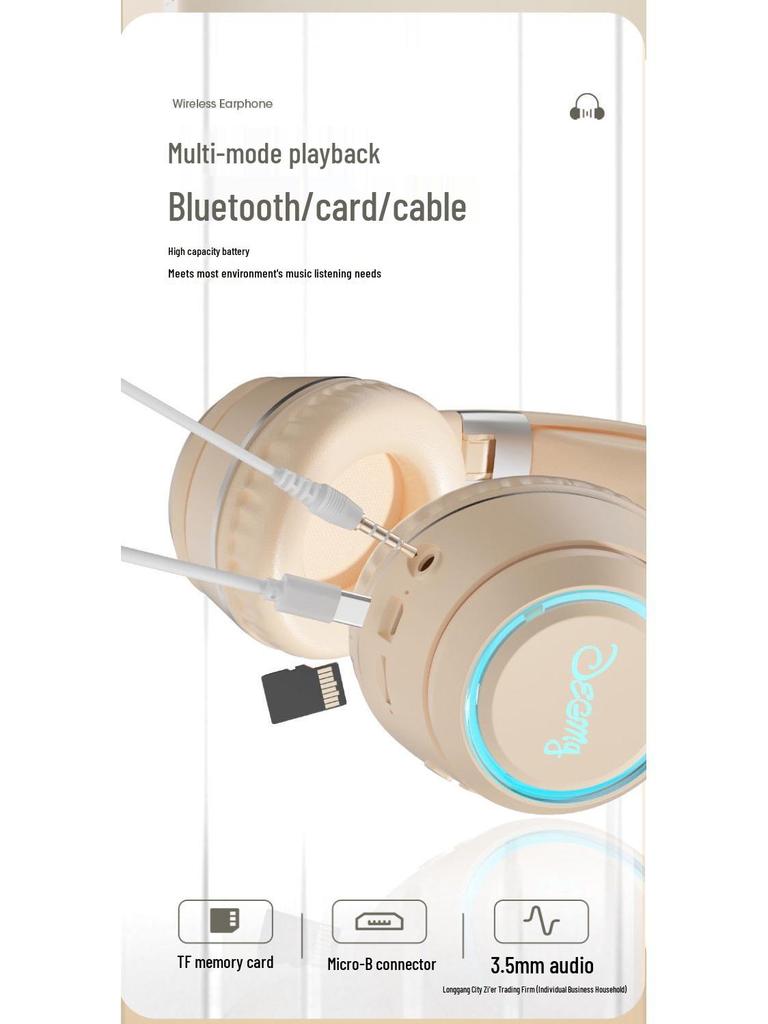 High-Value Wireless Bluetooth Over-Ear Headphones with Luminous Earcups for Gaming, Music, and Heavy Bass