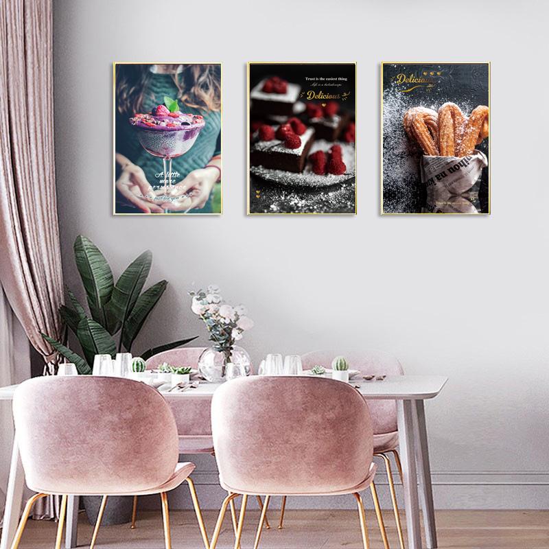 Food Poster and Print Cake Dessert Canvas Painting Wall Art Picture Kitchen Dining Room Restaurant Bakery Dessert Shop Decor