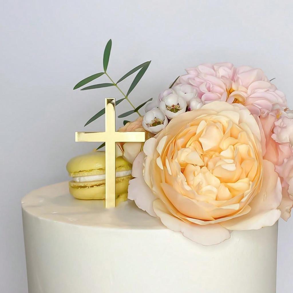 10pcs Acrylic Christ Happy Birthday Cake Topper Gold Jesus of the Cross Party Cake Toppers Baby Shower gift dessert Decoration