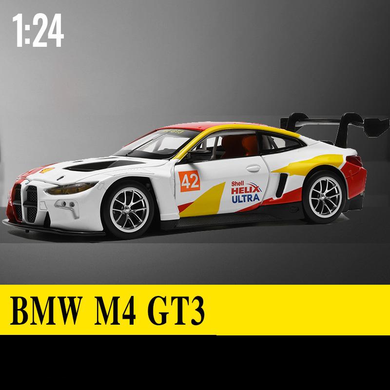 1:24 BMW M4 GT3 Leichtmetall-Sportwagenmodell Diecasts Metall-Rennwagenfahrzeuge Modell Simulation Sound Licht Sammlung Kinderspielzeug Geschenk