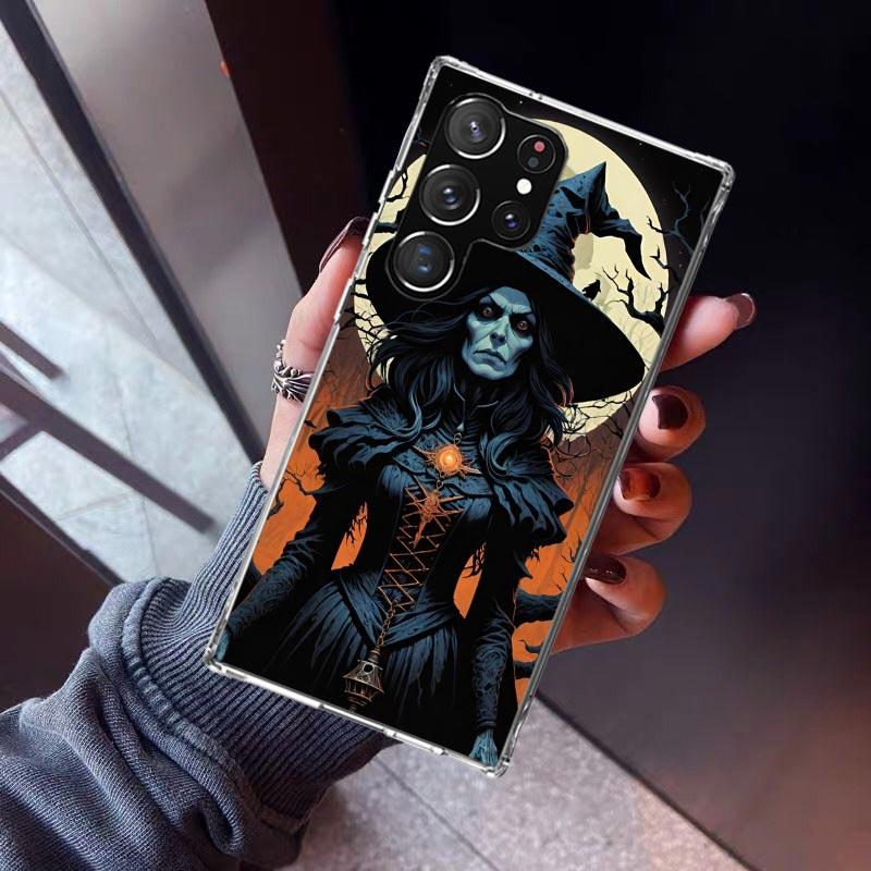 Halloween Moon Witch Horror Phone Case For Samsung Galaxy S23 S24 S25 Edge S26 Ultra S22 + S21 Plus S20 FE Cover Silicone Print