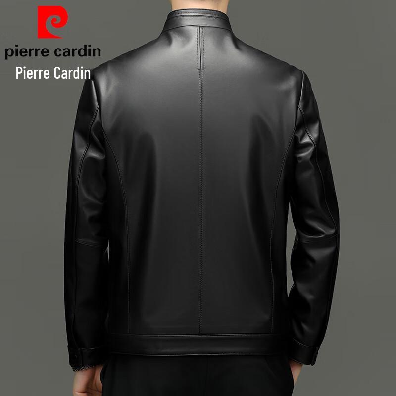 Pierre Cardin Men's Stand Collar Genuine Lambskin Leather Jacket