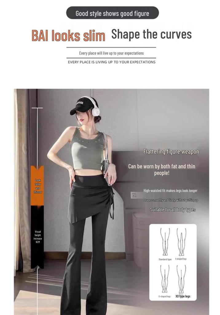 Women's Plus Size High Waist Skirted Yoga Pants for Spring & Autumn - Two-Piece Running & Fitness Set