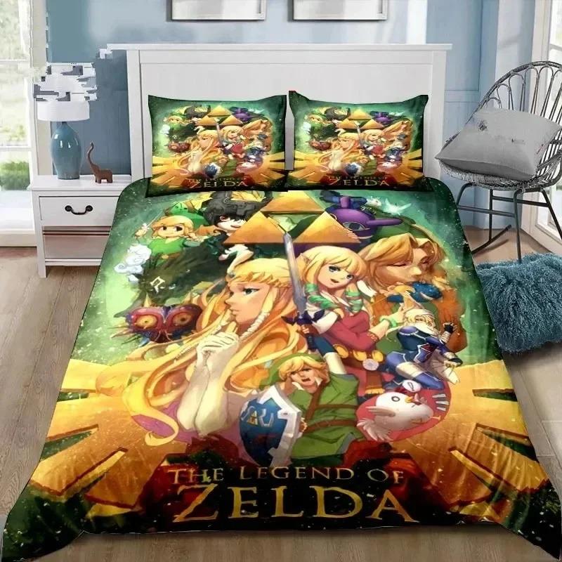 Cartoon Zeldas Series Bedding Set Duvet Cover Bed Set Quilt Cover Pillowcase Comforter King Queen Size Boys Adult Bedding Set