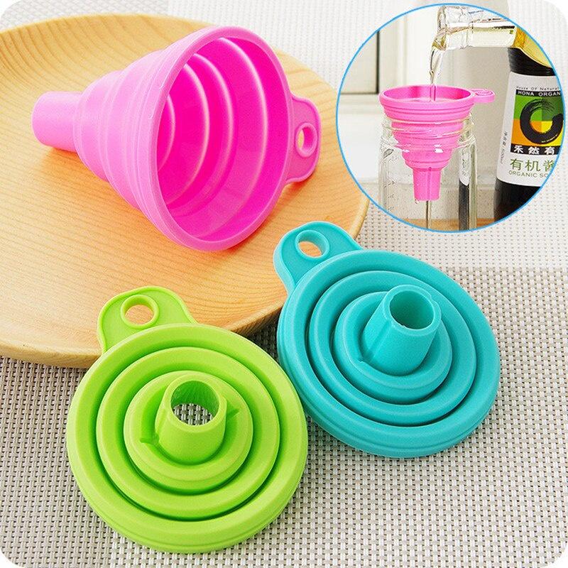 10pcs Mini Silicone Folding Funnel Portable Home Kitchen Liquid Dispenser Telescopic Long Neck Funnels Kitchen Gadget Accessories Hot