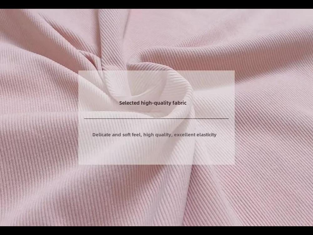 Stilvoller 2025 Damen-Pink-Rockanzug: Frühling/Herbst Winter Zweiteiliger gerippter Pullover & Halb langer Rock