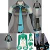 Exquisites Hatsune Miku Vocaloid Cosplay Kostüm Perücke Oberteile Kleid Krawatte Komplettes Outfit