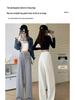 Petite High-Waisted Wide-Leg Sweatpants for Women, Versatile Slimming Straight-Leg, Perfect for Spring and Autumn.
