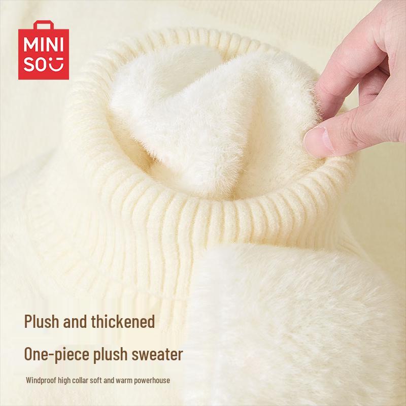 

MINISO Men s Warm Fleece-Lined High-Neck Sweater L