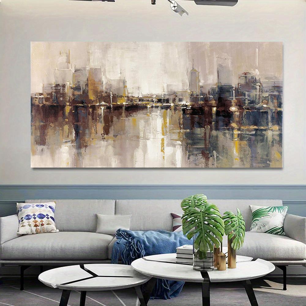 Abstract Canvas Art Modern Cityscape for Living Room, Bedroom, Urban Landscape Painting, Canvas Wall Art