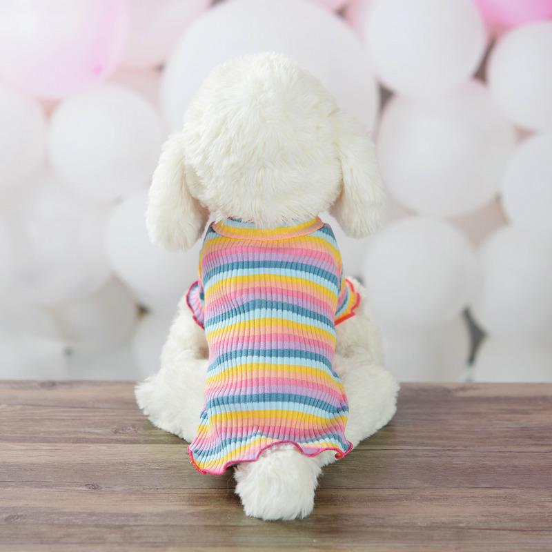 Cotton Rainbow Pet Sweater Spring and Autumn Small Dog and Cat Clothing