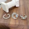 Micro-Inlaid Zircon Moon Star Colored Treasure Open Ring Niche Temperament Light Luxury High-End Butterfly Flower Ring Woman