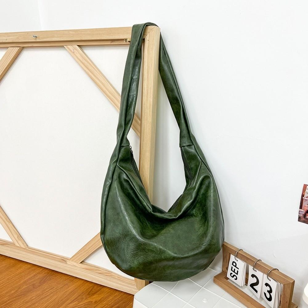 

Japanese Style Male Dumpling Bag Large Capacity Crossbody Bag Simple Casual Chest Pack Outdoor зелений