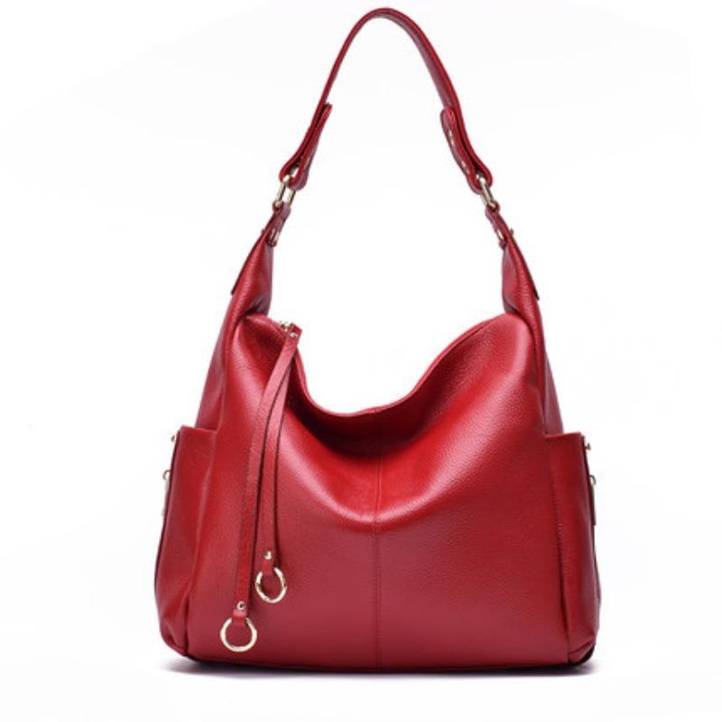 Leather Women's Bags, Street Fashion Luggage, Leather Goods, Solid Color Tote Leather, Sewn Women's Handbags