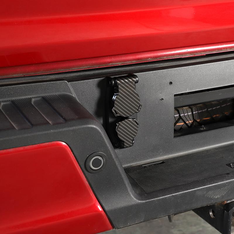 Car ABS  Trailer Outlet Decorative Cover  For Ford F150 2021 Up Exterior Accessories, Carbon Fiber Black