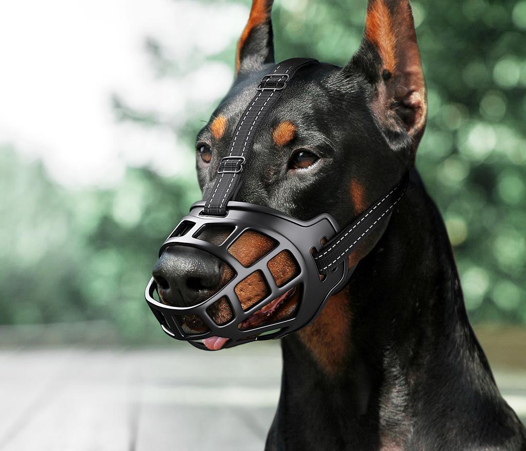 Verstellbarer Hundebeißkorb Anti-Beiß-Hunde-Maulschutz mit Reflexstreifen Kann Wasser trinken Atmungsaktiver Kunststoff