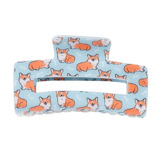 

Hair Claw Cartoon Animal Pattern Rectangle Shape Back Head Hair Clip Anti-slip Teeth Versatile Hair Accessory D
