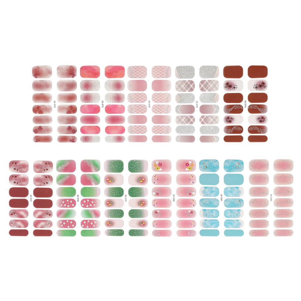 1 Ark Full Wraps Negleklistremerker Neglelakkstrips Klistremerker DIY Glitter Neglelim Nail Art Klistremerke for Kvinner Jenter