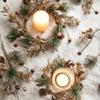 Christmas Candle Holder with Pine Cone Wreath and Tree Cuttings