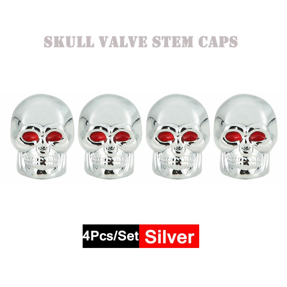 DSYCAR 4Pcs/Set Valve Caps for Tires Skull Style Universal Stem Valve Caps Attractive Dustproof Car Accessories Stem Caps1