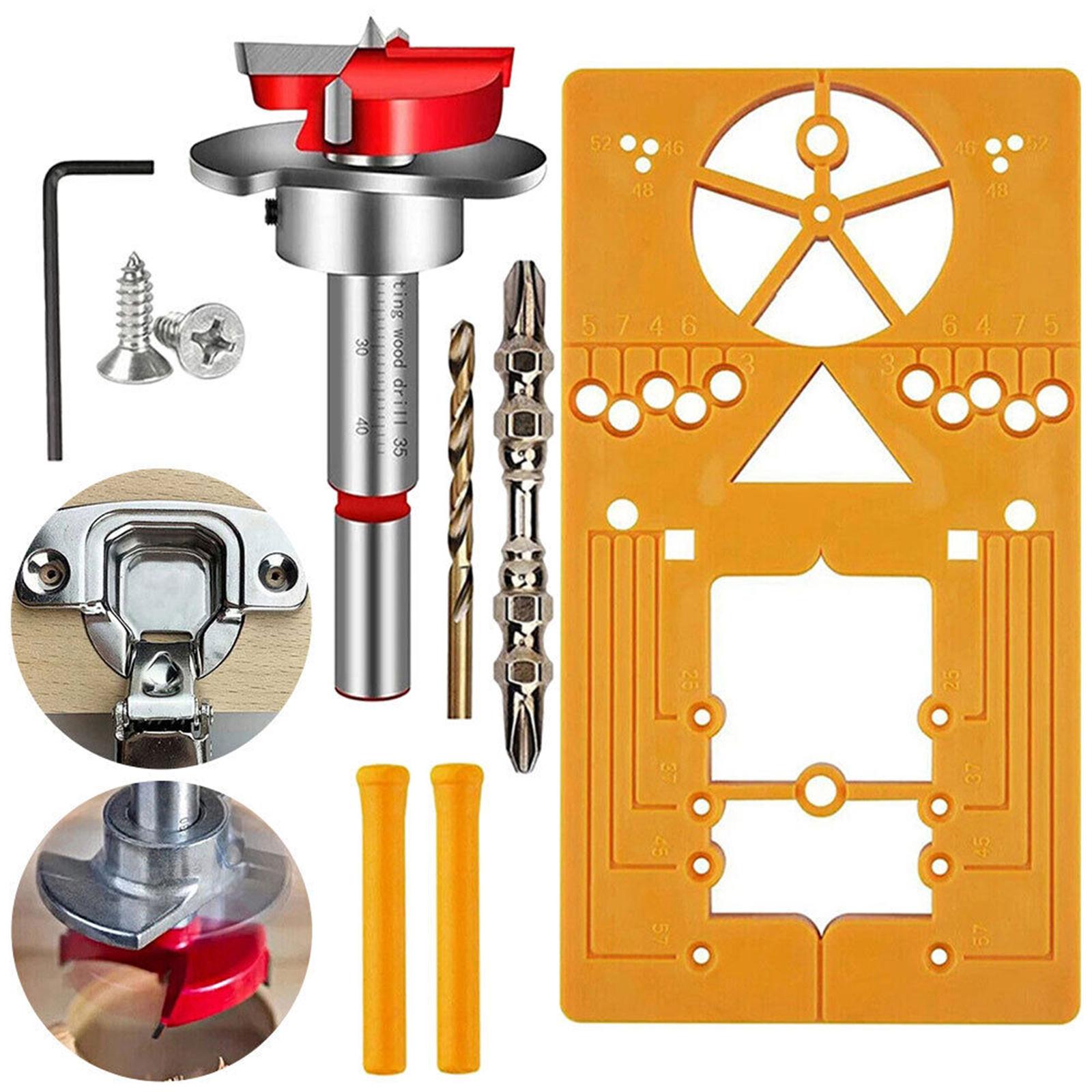 

Hinge Drilling Puncher, High Accuracy Portable Hinge Drill Locator, Carpentry Punching Tool With 35mm Hole Opener For Cabinet Door Hinges Mounting As shown#1