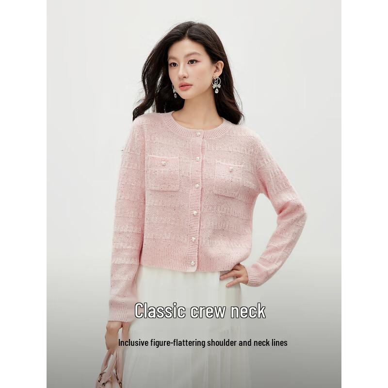 

AutumnWater Elegant Round Neck Knit Cardigan S