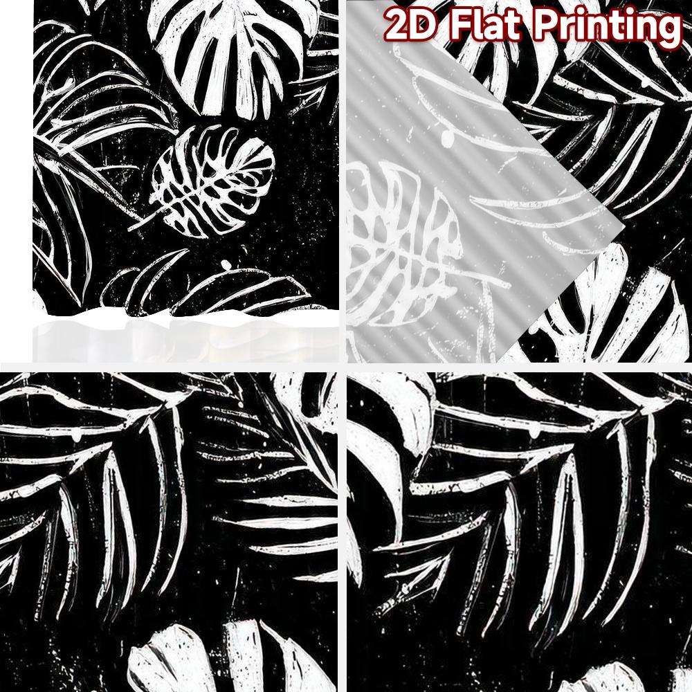 2D flat Photography Backdrop Tapestry Black and White Leaves 100% Polyester Festive Backdrops Use for Suitable for indoor