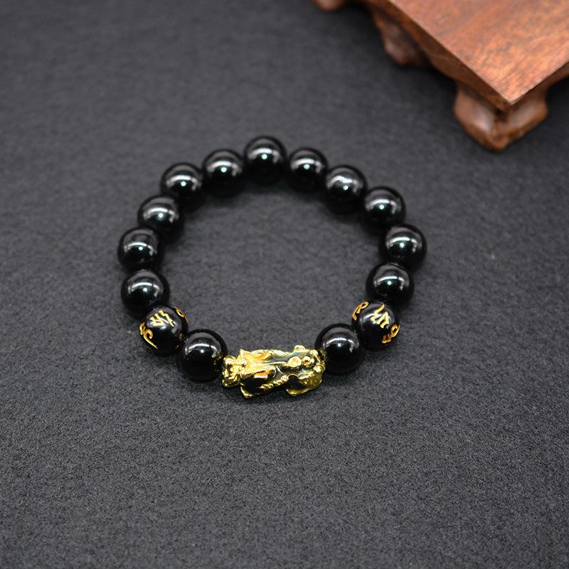 Gold Pixiu Handmade 12mm Beaded Bracelet Handmade сплава