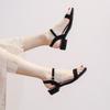 Sandals women's summer 2025 new versatile medium heel thick heel with high heels black soft sole work large size