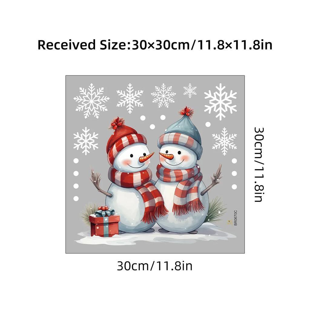 Cartoon Christmas Window Sticker Decoration  New Year Snowman Santa Claus Home Kids Room Wall Glass Static Sticker Removable