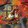 Metal Garden Wind Chime with Rotating Spiral Autumn Gnome Pumpkin Decor for Outdoor Patio Porch Yard No Electricity Needed