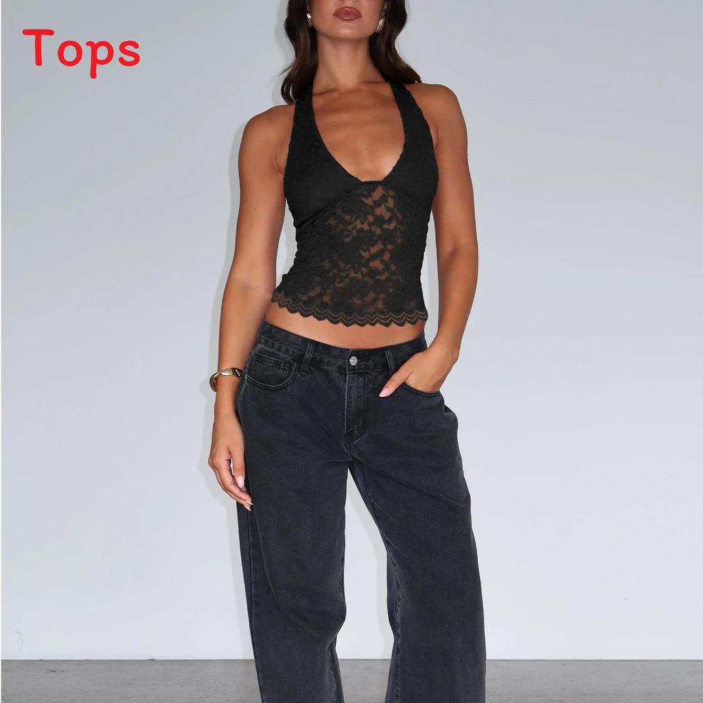 Y2k Sexy Lace Cami Top With High Elasticity For Streetwear Women