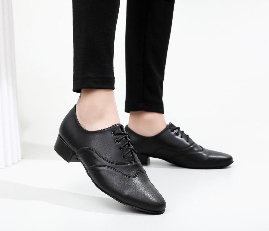 Pantofi de Dans Bărbați Pantofi de Dans Latin Ballroom Talpă Moale Piele Neagră Pantofi Jazz Pentru Băieți Tocuri 2.5cm Pantofi de Antrenament Petrecere Dans