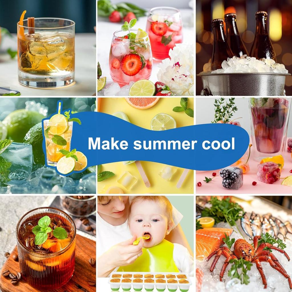 Ice Cube Tray with Lid 5 Pack, 60 Cubes Silicone Ice Cube Trays for Freezer, BPA-Free Easy Release Ice Molds, Stackable Dishwasher Safe Ice Cube