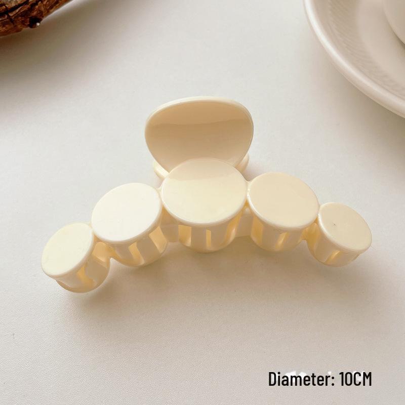 Versatile Milk Coffee Hair Clip: Large, Simple Shark Design for Women