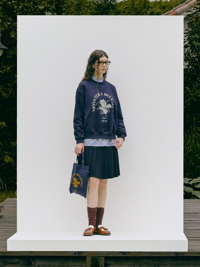 Luvm Pleated Midi Skirt_Navy