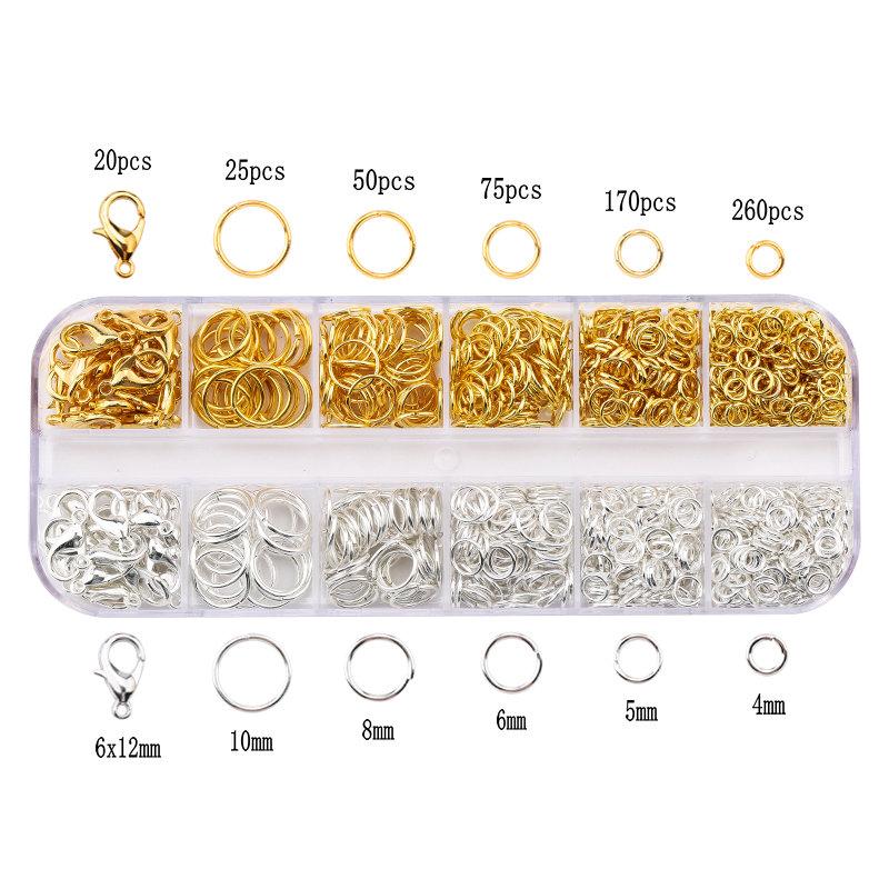 Jewelry Findings Set open jump rings Loose spacer beads Earring hooks Rubber Earring Backs for Jewelry Making DIY handicraft