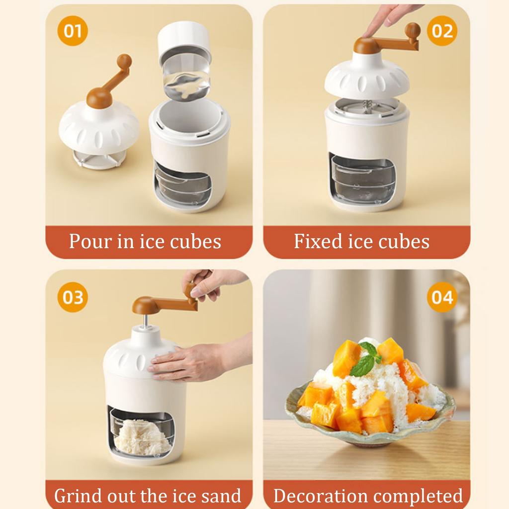 Manual Ice Shaver, Portable Snow Machine With Ice Compartment, Small Manual Crank Smoothie Maker, Snow  Ice Crusher For Outdoor Picnics