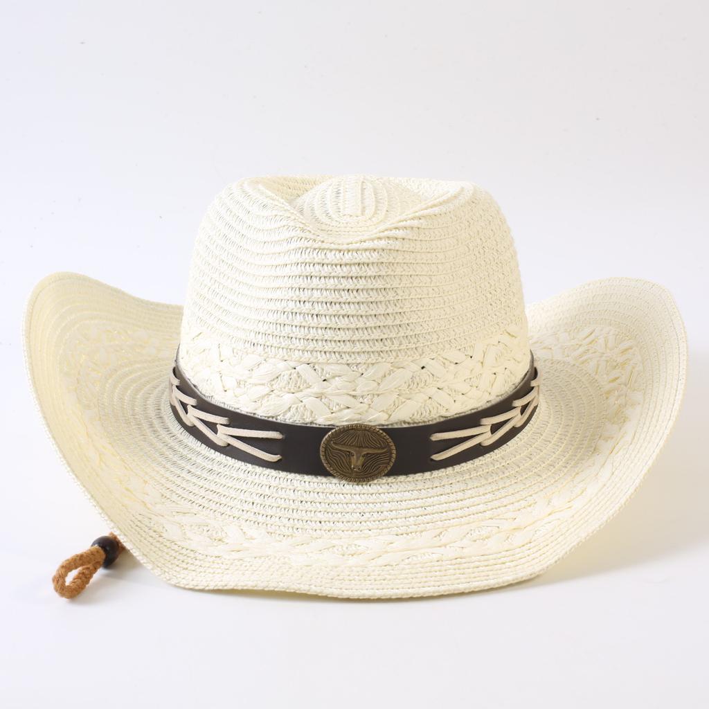 Popular European and American Classic Straw Woven Western Cowboy Hat Men's and Women's Outdoor Fashion OL Wind Woven Top Hat