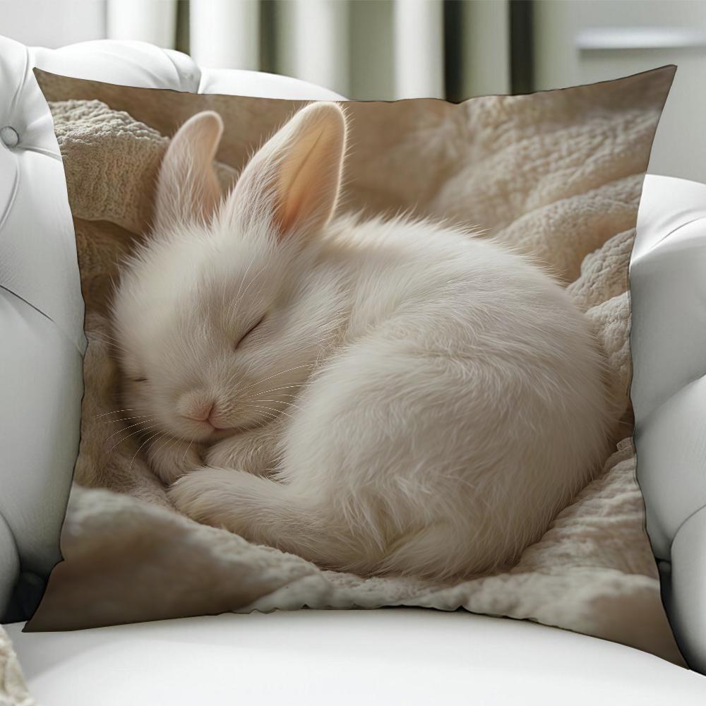 Cushion Cover Sleep Cute Birthday Anniversary Rabbit Gifts Angora Double Sided Printed Zipper Cushion Cover Soft Skin Bedding