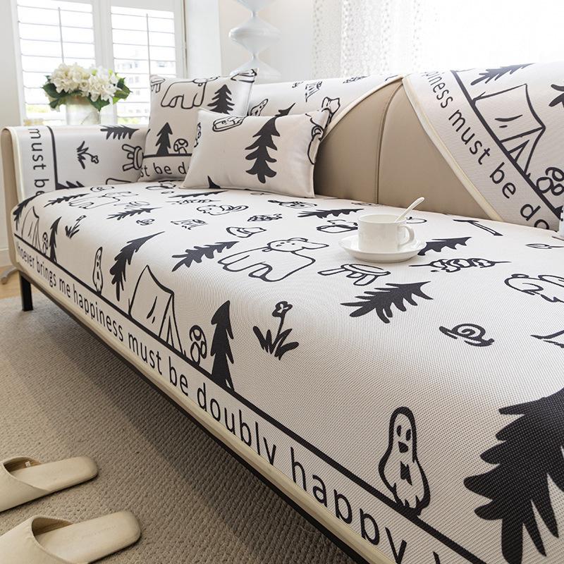 Nordic Instagram Style Cute Ice Silk Mat Sofa Cushion Summer Cool Non-Slip Sofa Cover Cover