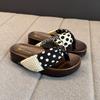 2025 New Thick Bottom Heightened Slope Heel Flip-flops Summer Polka Dots Versatile Not Tired Feet Beach Pinch Feet Cool Slippers Women
