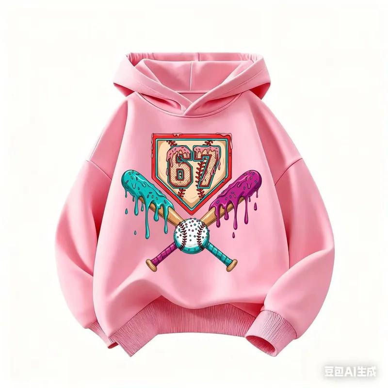 67 Kid Ice Cream Drip Meme Funny Six Seven Gen Alpha Slang Hoodies 6-7 Boys Girls Winter Hoodies