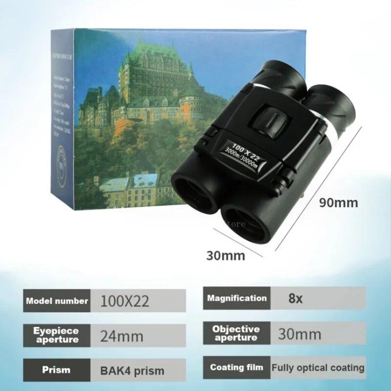1/100x22 Professional Binoculars High Magnification Low-light Night Vision Mini Portable For Camping Outdoors