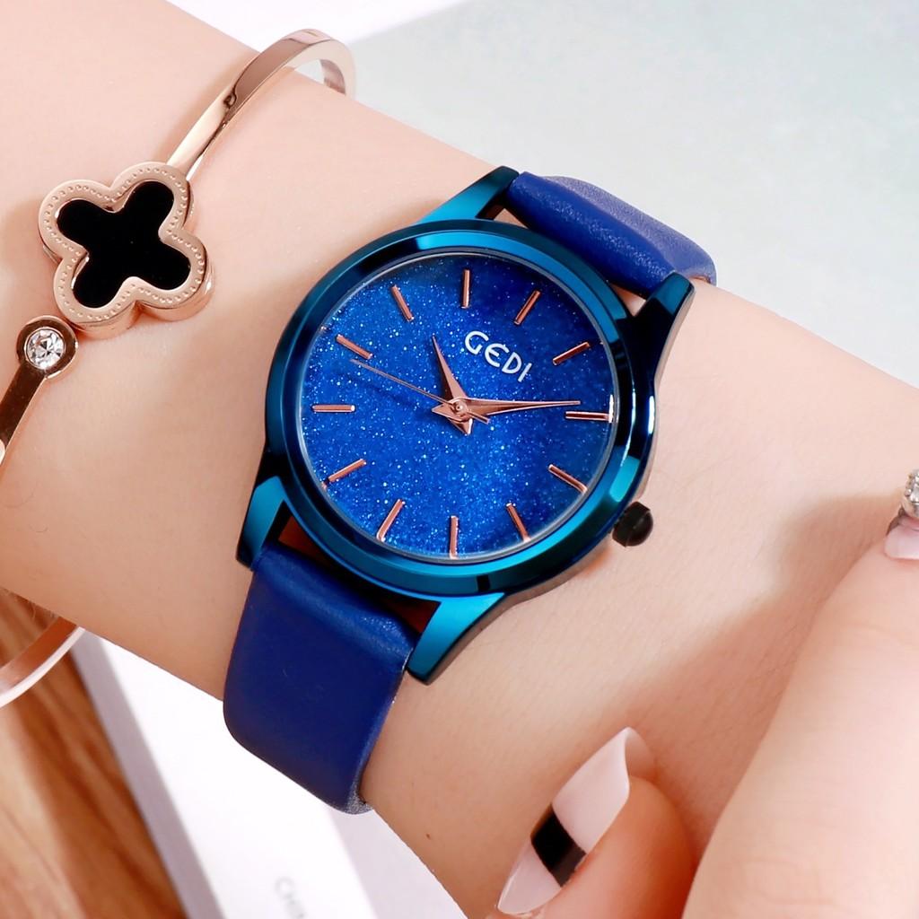 Gadi Fashion Glitter Dopamine Womens Quartz Watch With Water Resistant Leather Strap For Elegant Dress