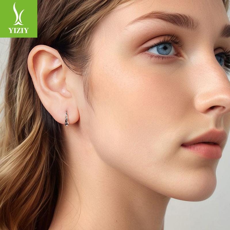 Simple Geometric Rhombus Ear Hook Women'S Delicate High S925 Sterling Silver Rhombus Earrings Earrings
