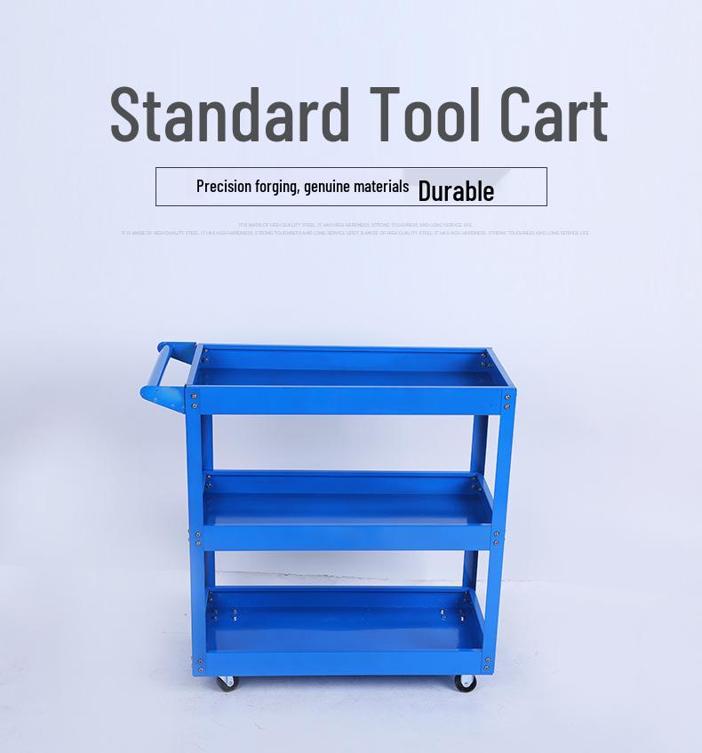 Three-Layer Multi-Functional Tool Cart for Workshop Blue Standard